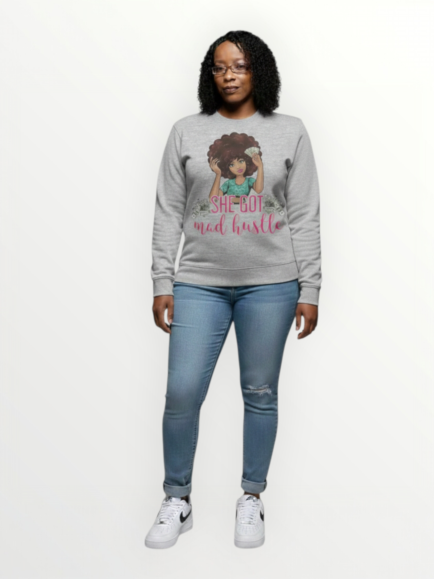 She Got Mad Hustle (Heather gray)Sweatshirt Urban Era Customs