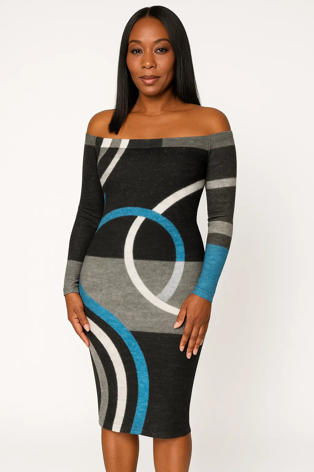 The Azure Bardot Elegant Wrap Dress Urban Era Customs